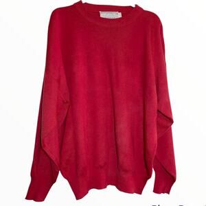 Vintage Bogner Wool Sweater 80s Long Sleeve Ribbed Trim Red Xlarge